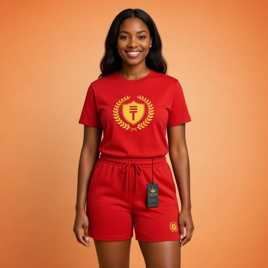 Théard Shield Red & Gold Tee & Short Set