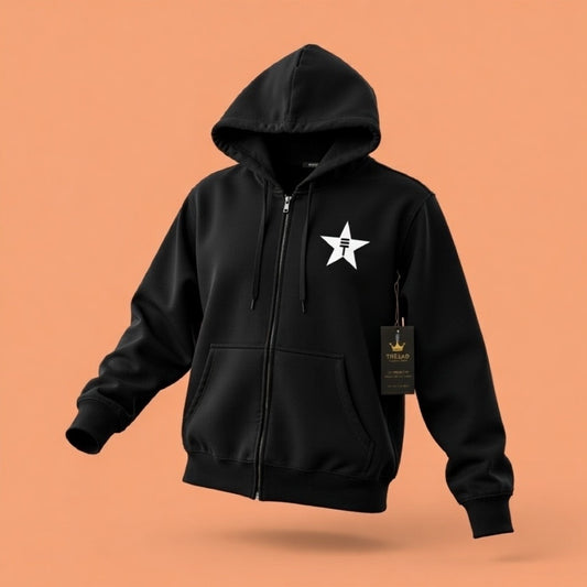 Théard Star Zip Hoodie – Black