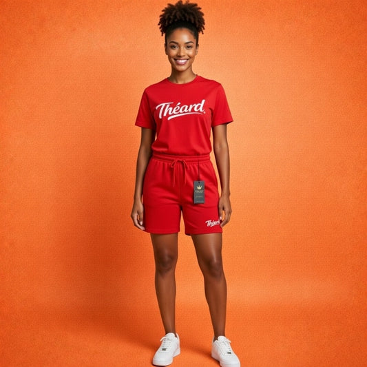 Théard Signature Red Tee & Shorts Set