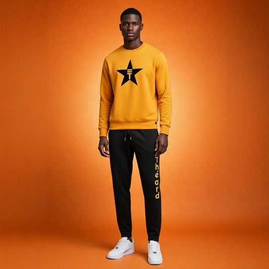 Théard Star Sweatsuit Set | Black & Yellow Tracksuit