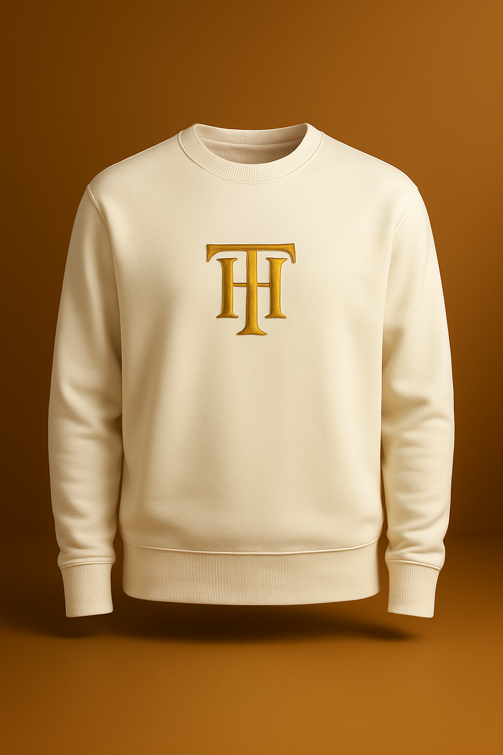 Théard Signature White Sweatshirt – Gold TH Emblem