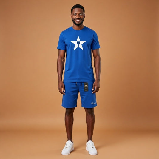 Théard Star Logo Tee & Short Set – Royal Blue Edition