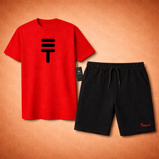 Théard Icon Tee & Short Set – Red / Black Edition