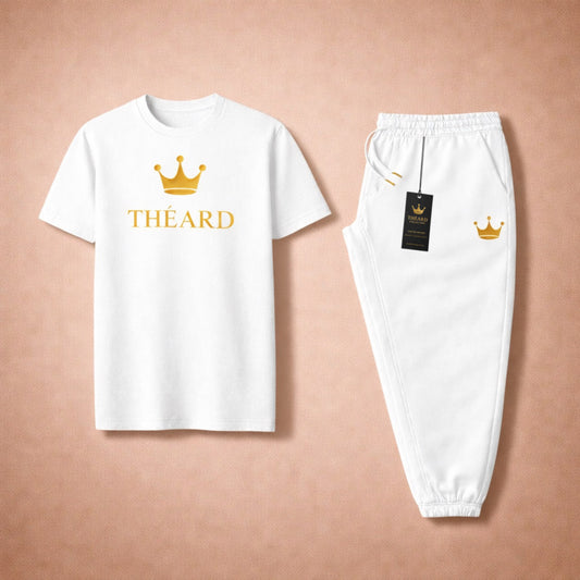 Théard Crown white & Gold Jogger Set