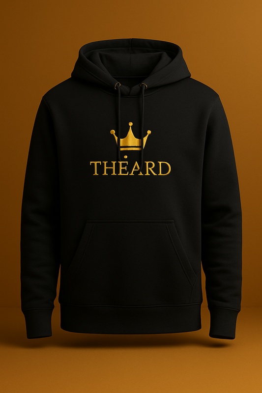 Théard Royal Black Hoodie – Crown & Gold Logo