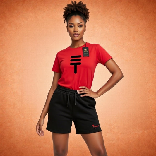 Théard Icon Tee & Short Set – Red / Black Edition