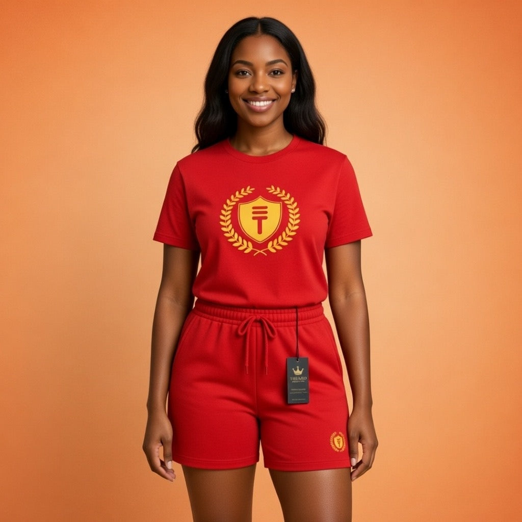 Théard Shield Red & Gold Tee & Short Set