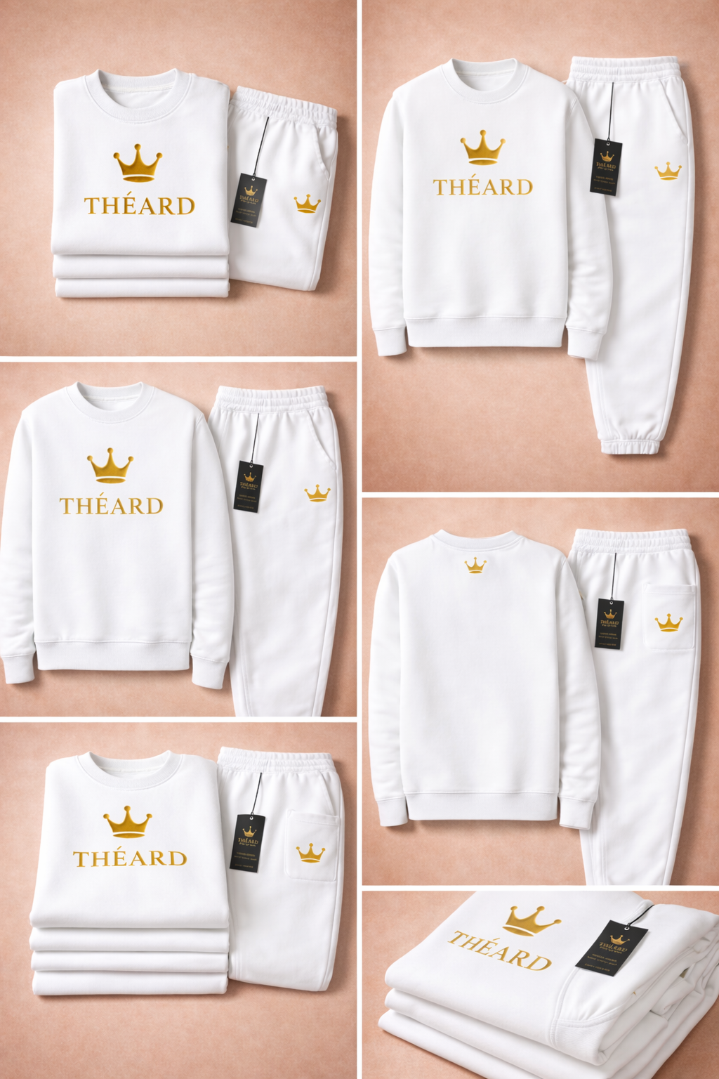 Théard Crown White & Gold Jogger Set