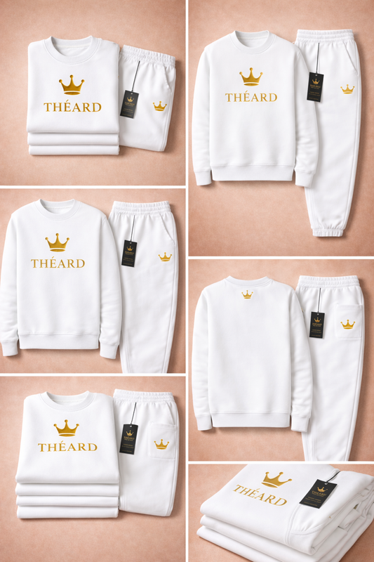 Théard Crown White & Gold Jogger Set