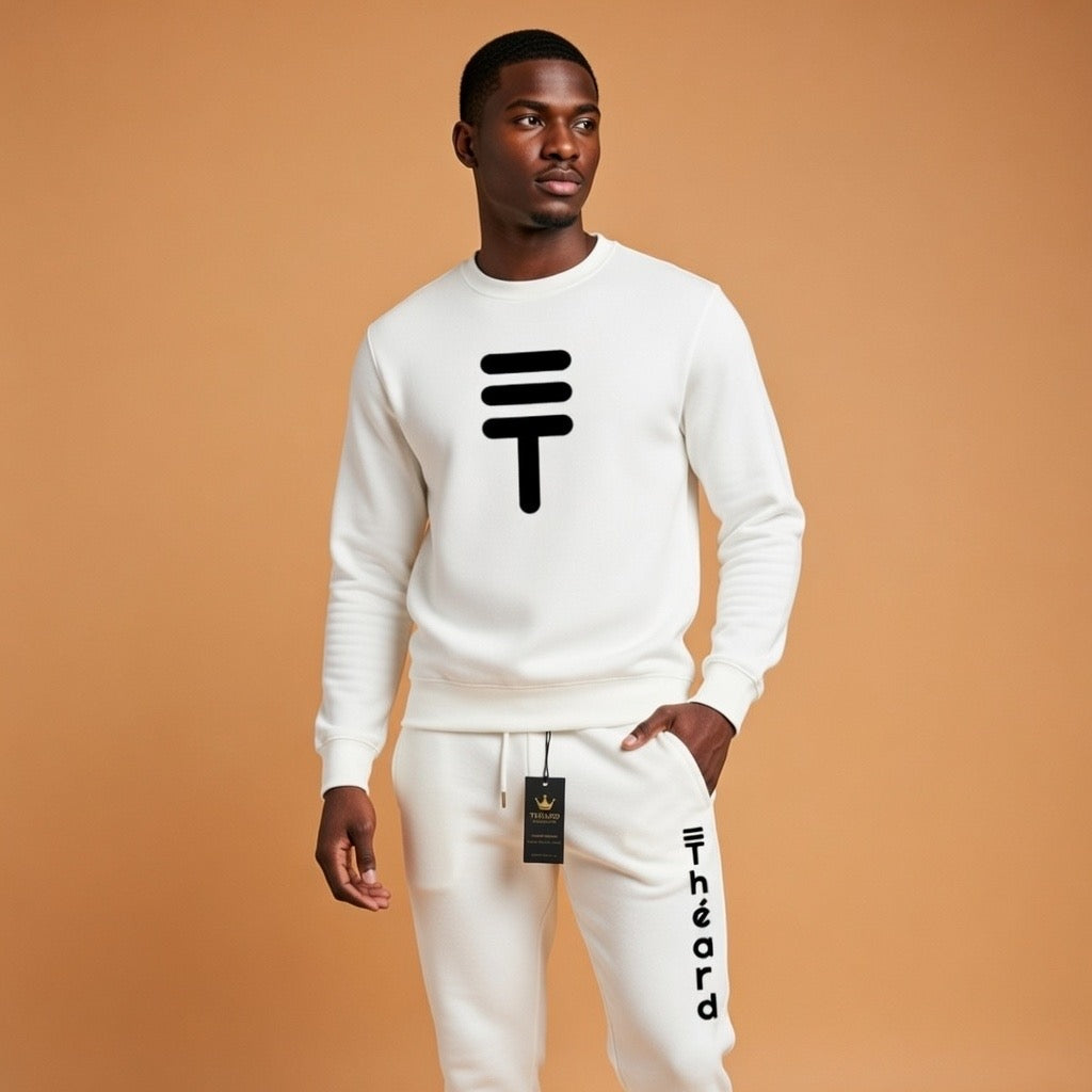 Théard White Icon Set – Crewneck & Joggers