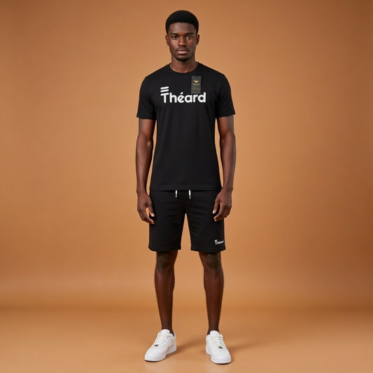Théard Classic Logo Tee & Short Set – Black Edition