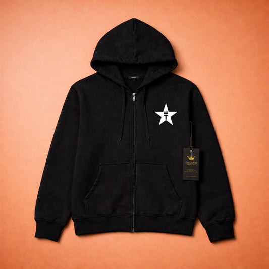 Théard Star Zip Hoodie – Black