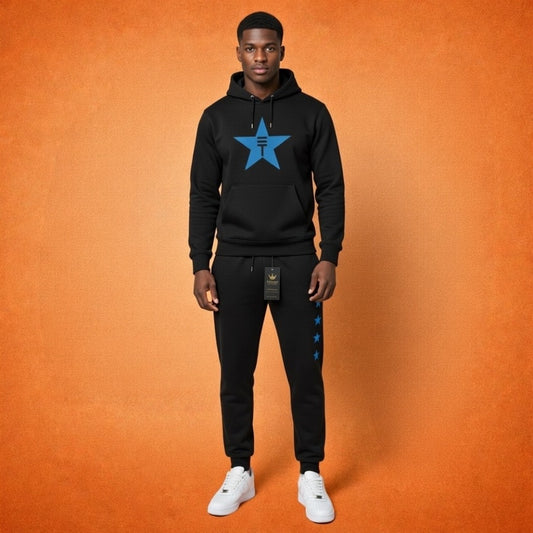 Théard Star Hoodie Set – Black Streetwear Tracksuit