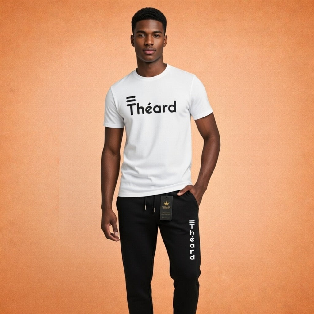Théard Classic Tee & Jogger Set – Black & White Edition