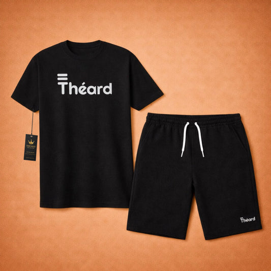 Théard Classic Logo Tee & Short Set – Black Edition
