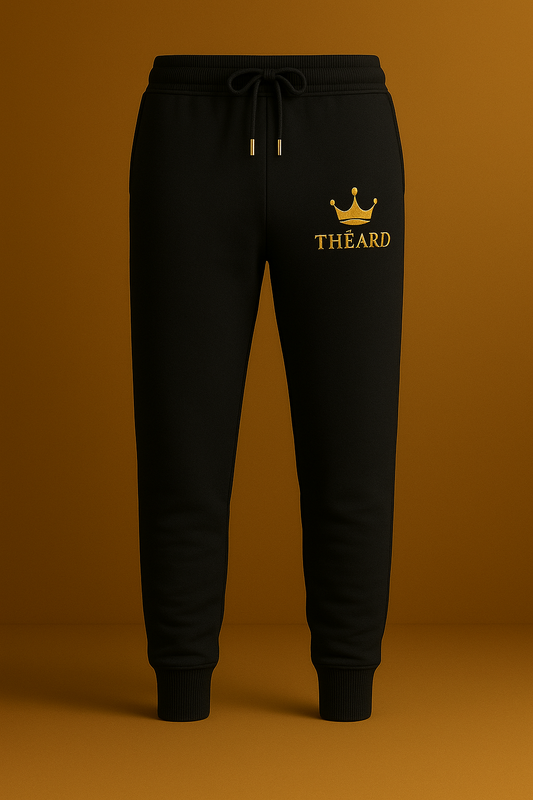 Théard Royal Black Joggers – Crown & Logo