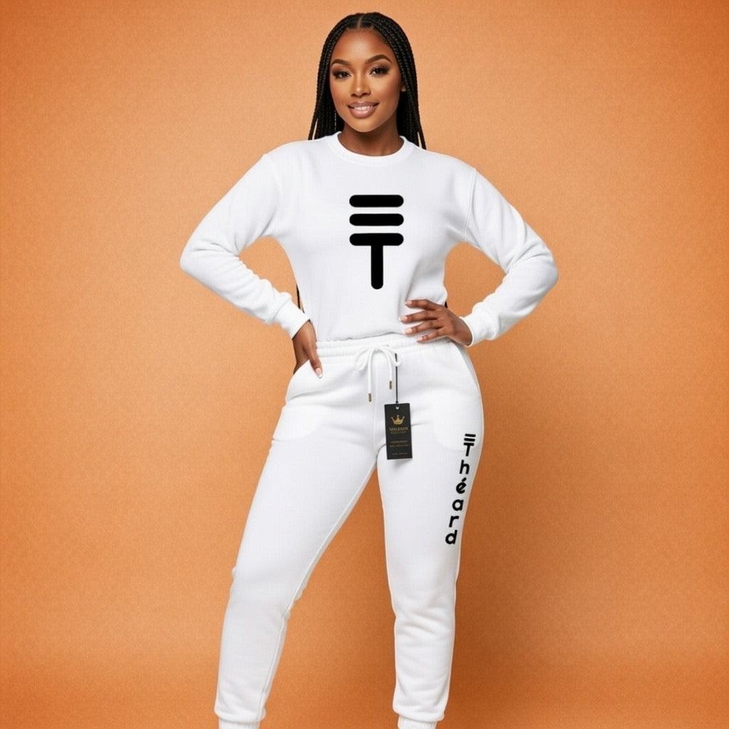 Théard White Icon Set – Crewneck & Joggers