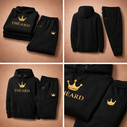 Théard Crown Black & Gold Hoodie Jogger Set