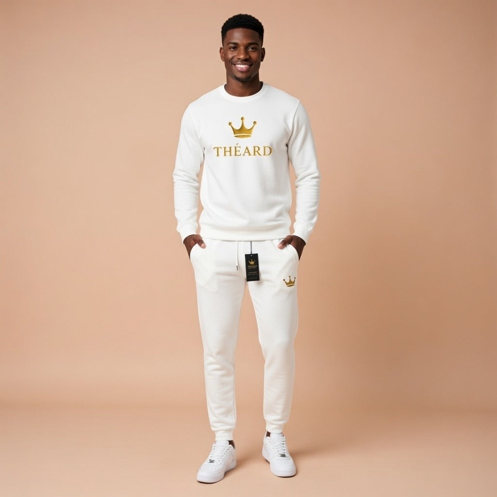 Théard Crown White & Gold Jogger Set