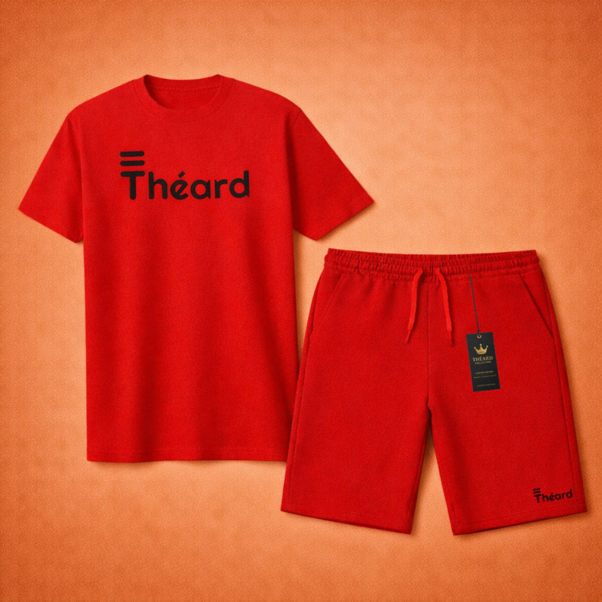 Théard Classic Logo Tee & Short Set – Red Edition