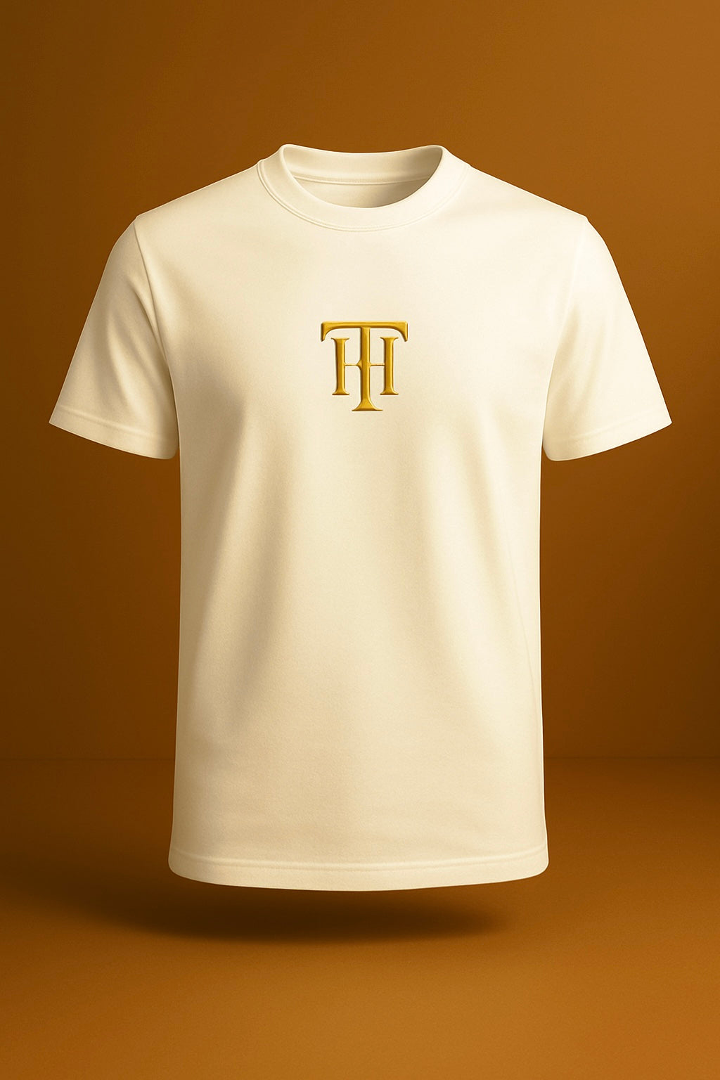 Théard Signature White T-Shirt – Gold TH Emblem
