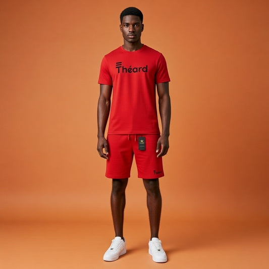 Théard Classic Logo Tee & Short Set – Red Edition