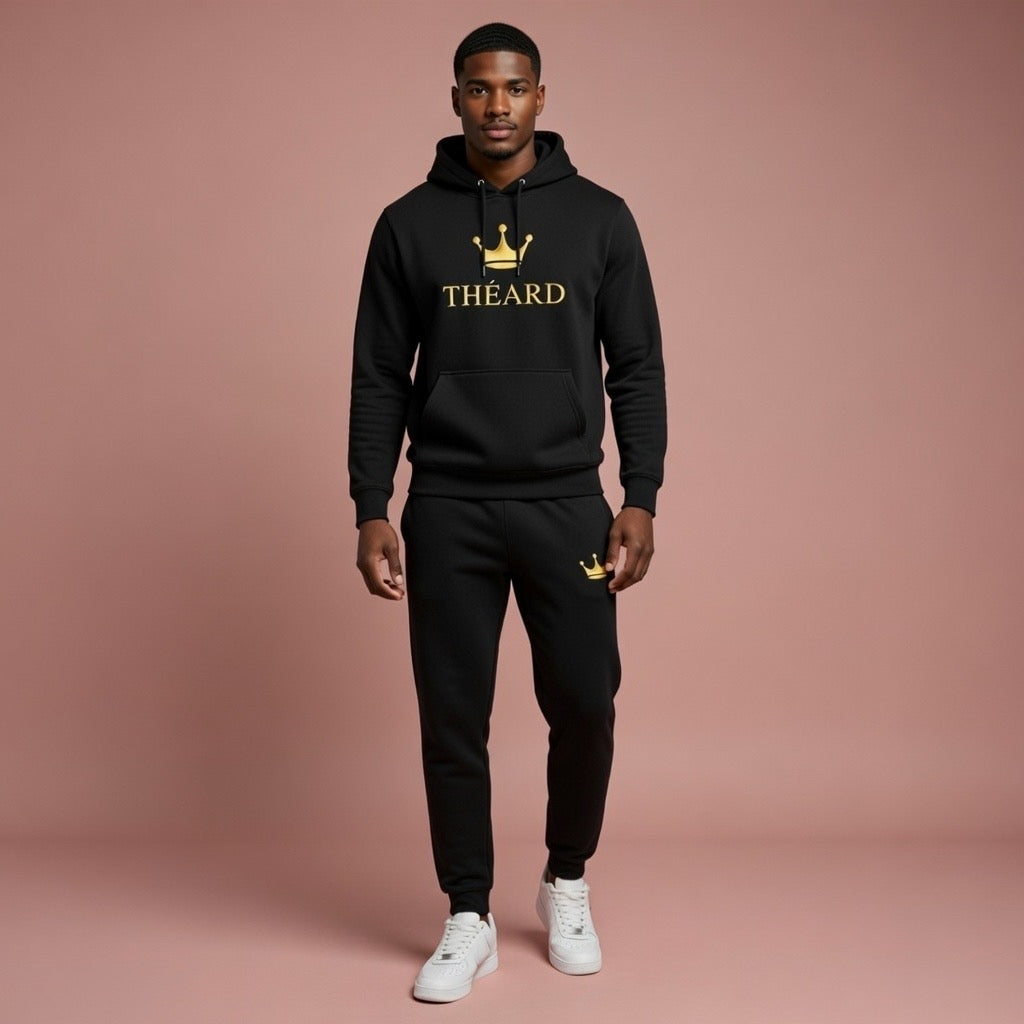 Théard Crown Black & Gold Hoodie Jogger Set