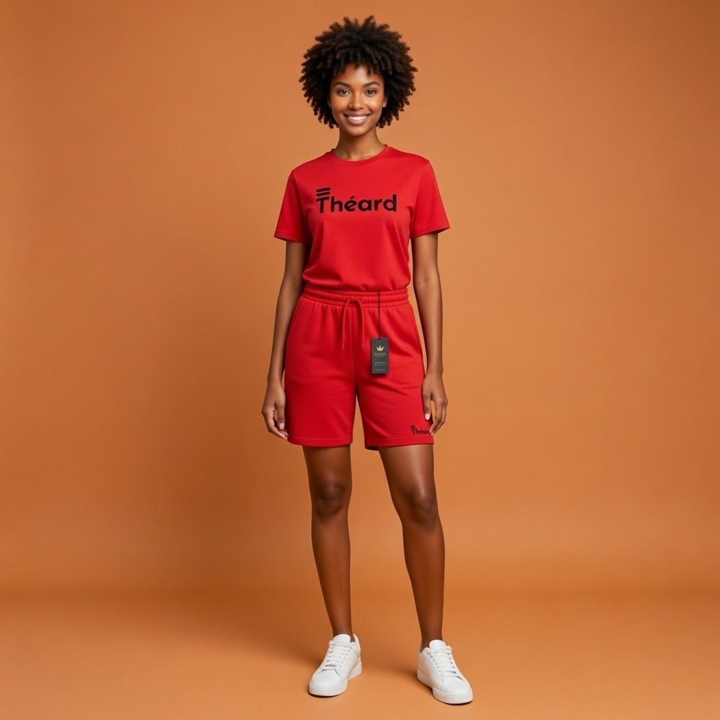 Théard Classic Logo Tee & Short Set – Red Edition
