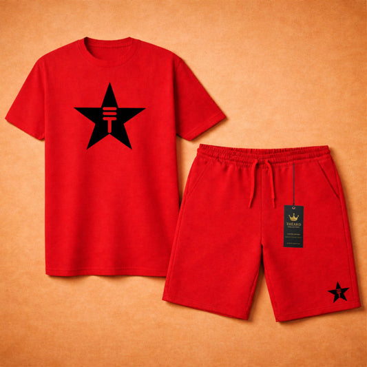 Théard Star Logo Tee & Short Set – Red Edition