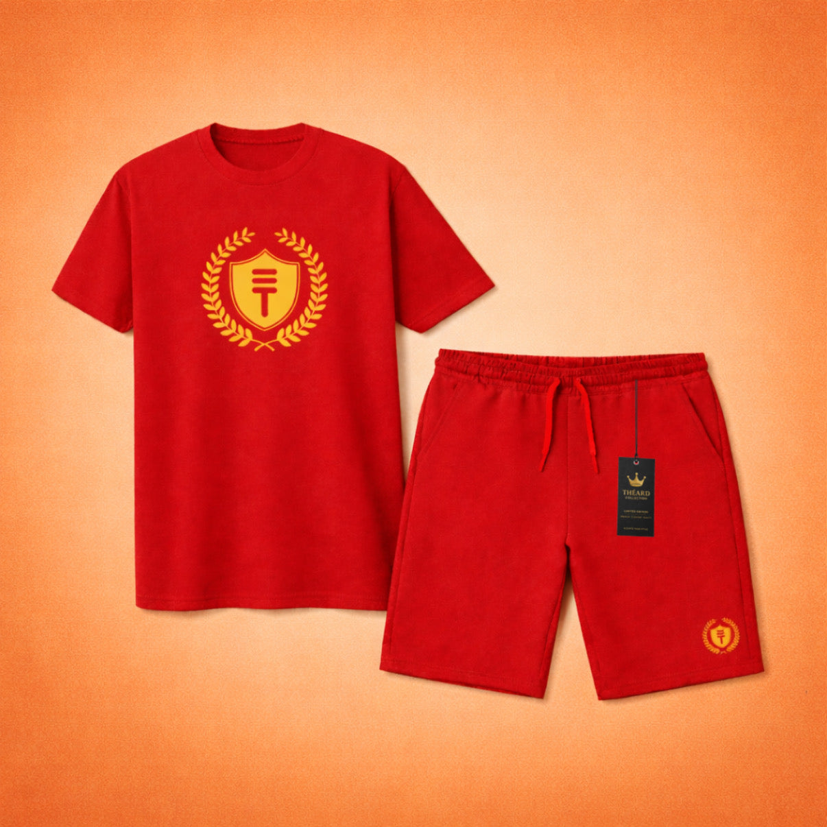 Théard Shield Red & Gold Tee & Short Set