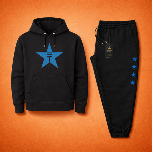 Théard Star Hoodie Set – Black Streetwear Tracksuit