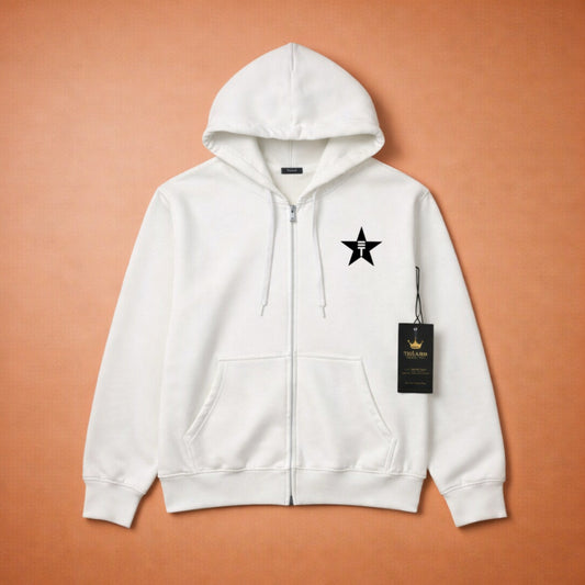 Théard Star Zip Hoodie – White
