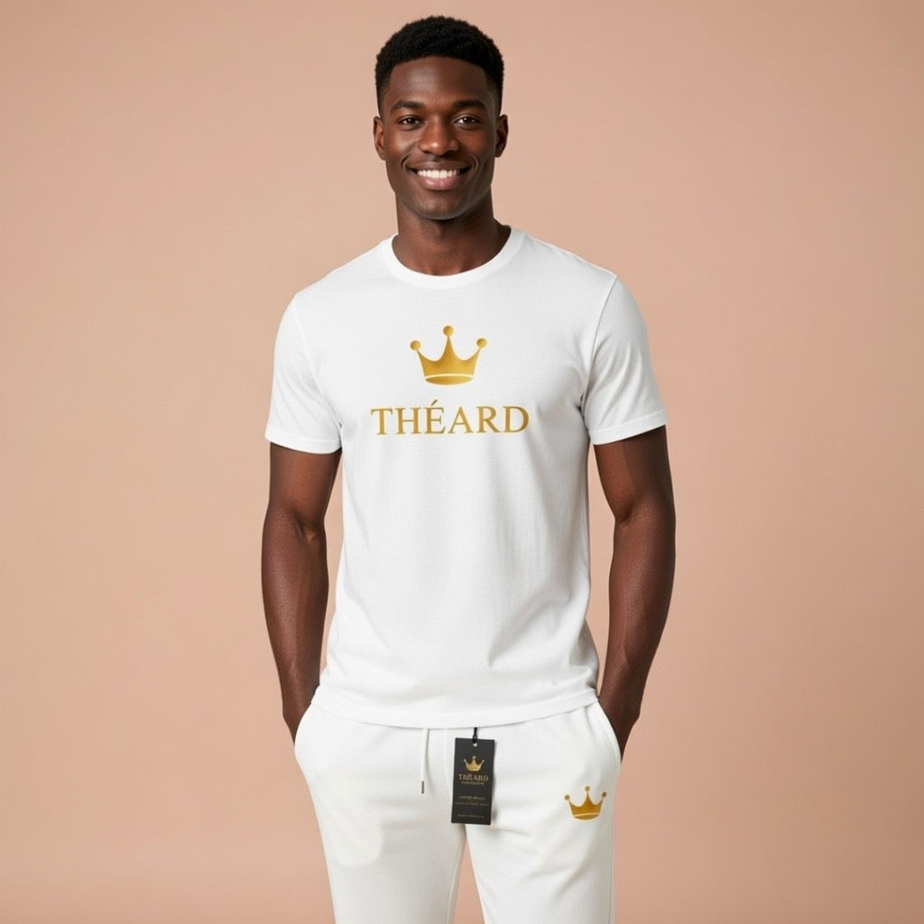 Théard Crown white & Gold Jogger Set