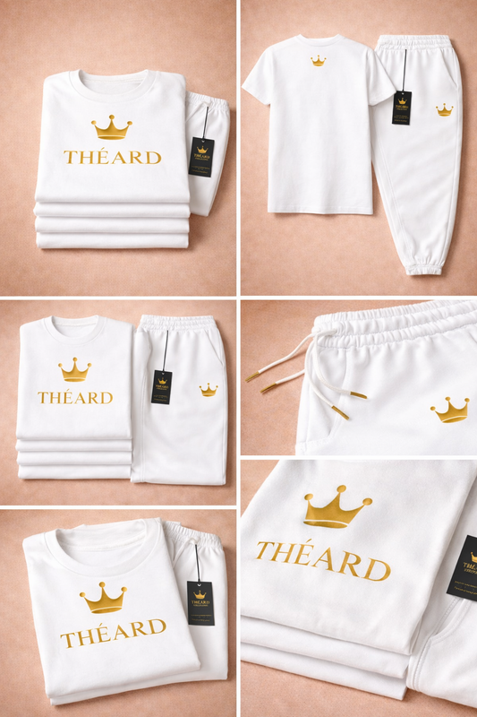 Théard Crown white & Gold Jogger Set