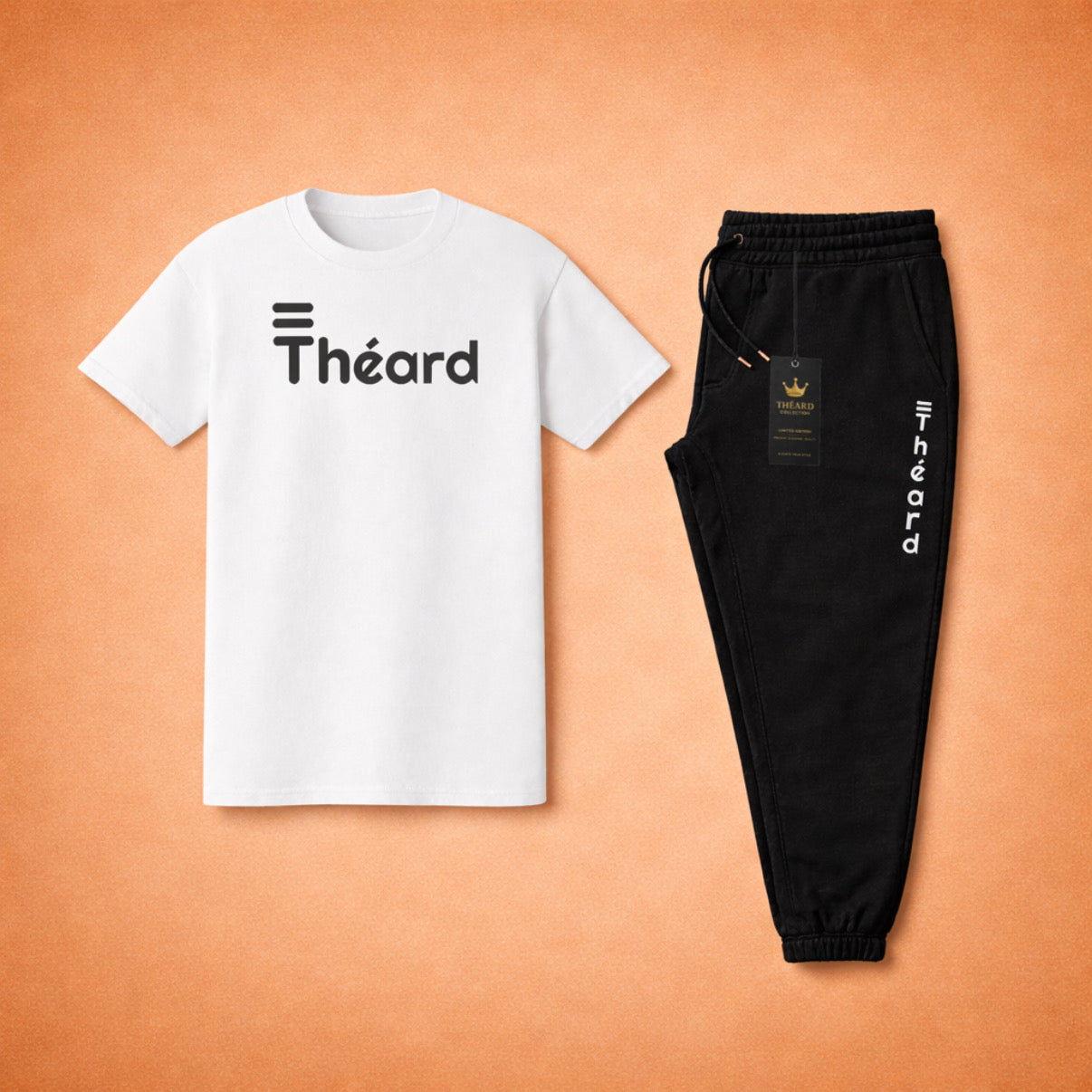 Théard Classic Tee & Jogger Set – Black & White Edition