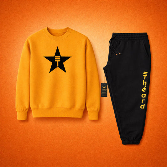 Théard Star Sweatsuit Set | Black & Yellow Tracksuit