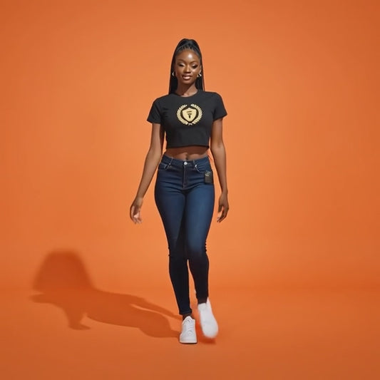 Théard Shield Crop Top | Royal Crest Fashion Tee